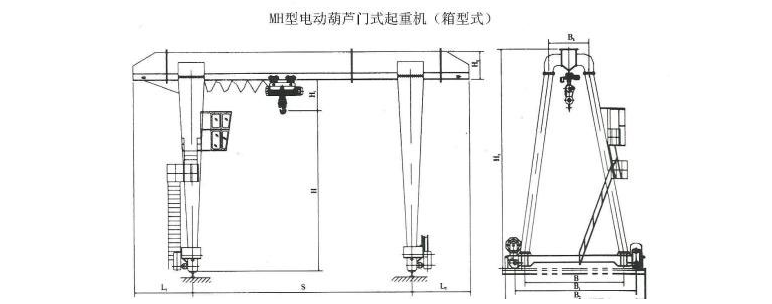 MH型电动葫芦单梁门式中国X站APP下载机结构图