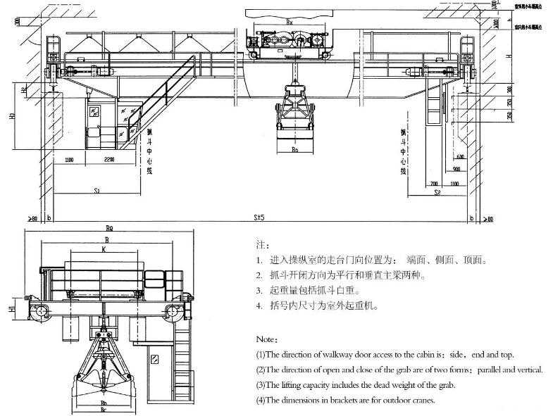 双梁抓斗桥式中国X站APP下载机结构图